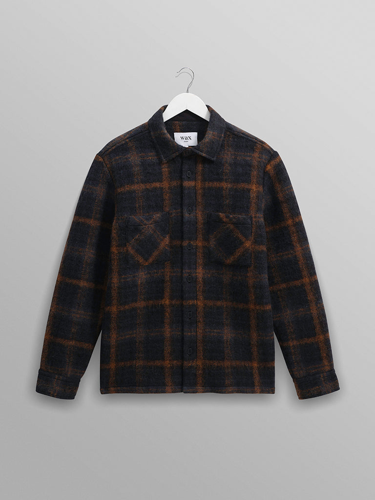 Whiting Overshirt- Teal And Orange Drawn Check Wax London Shirts