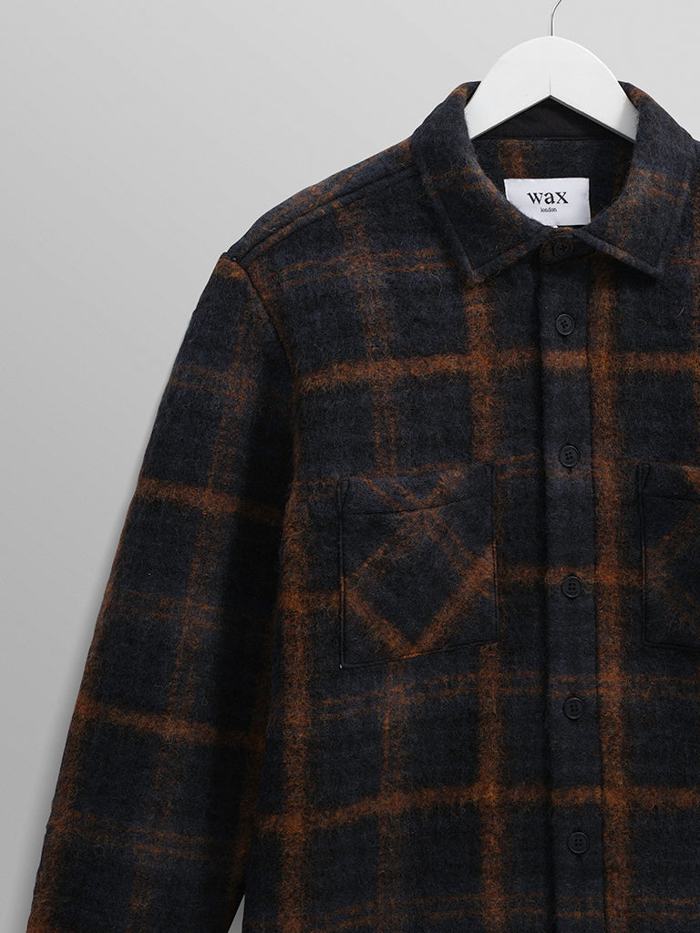 Whiting Overshirt- Teal And Orange Drawn Check Wax London Shirts
