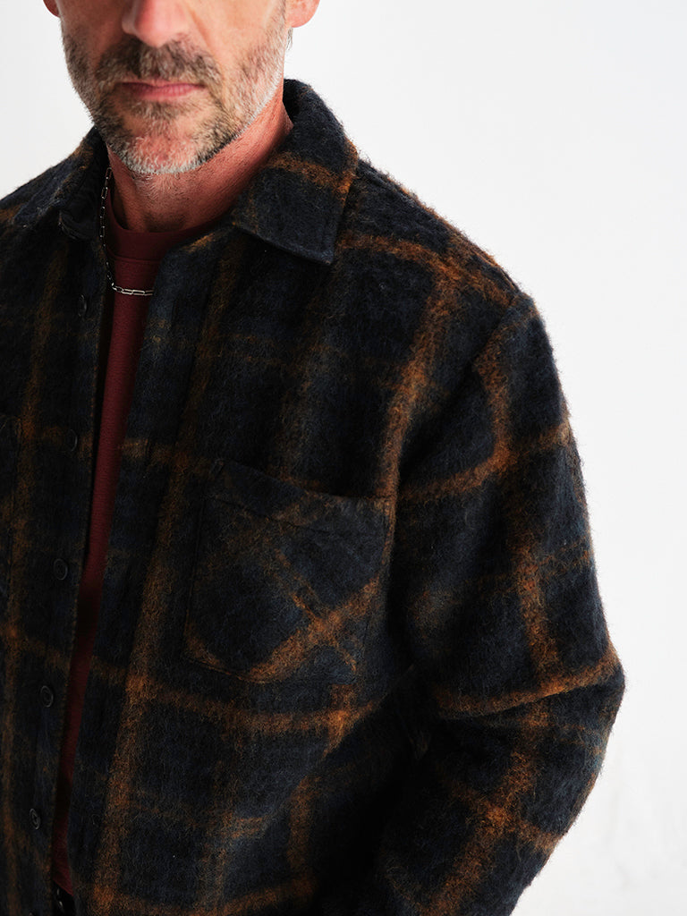 Whiting Overshirt- Teal And Orange Drawn Check Wax London Shirts