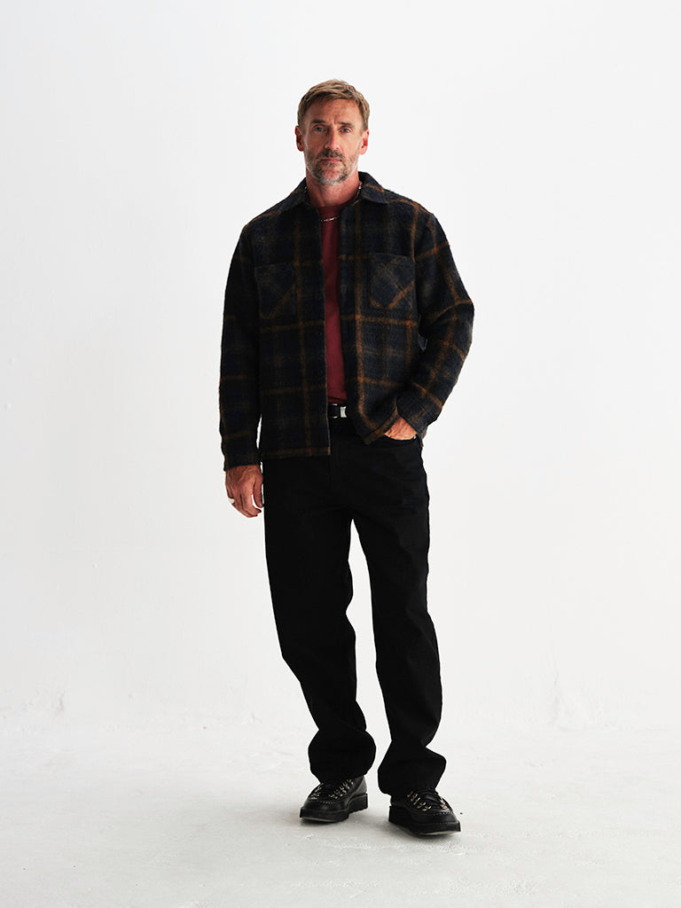 Whiting Overshirt- Teal And Orange Drawn Check Wax London Shirts