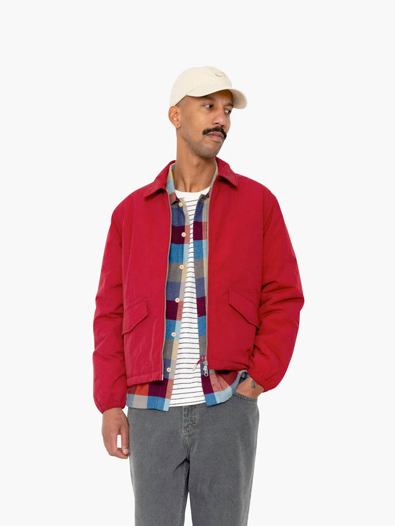 Wadded Bomber- Crimson Ripstop Nylon Folk Jackets