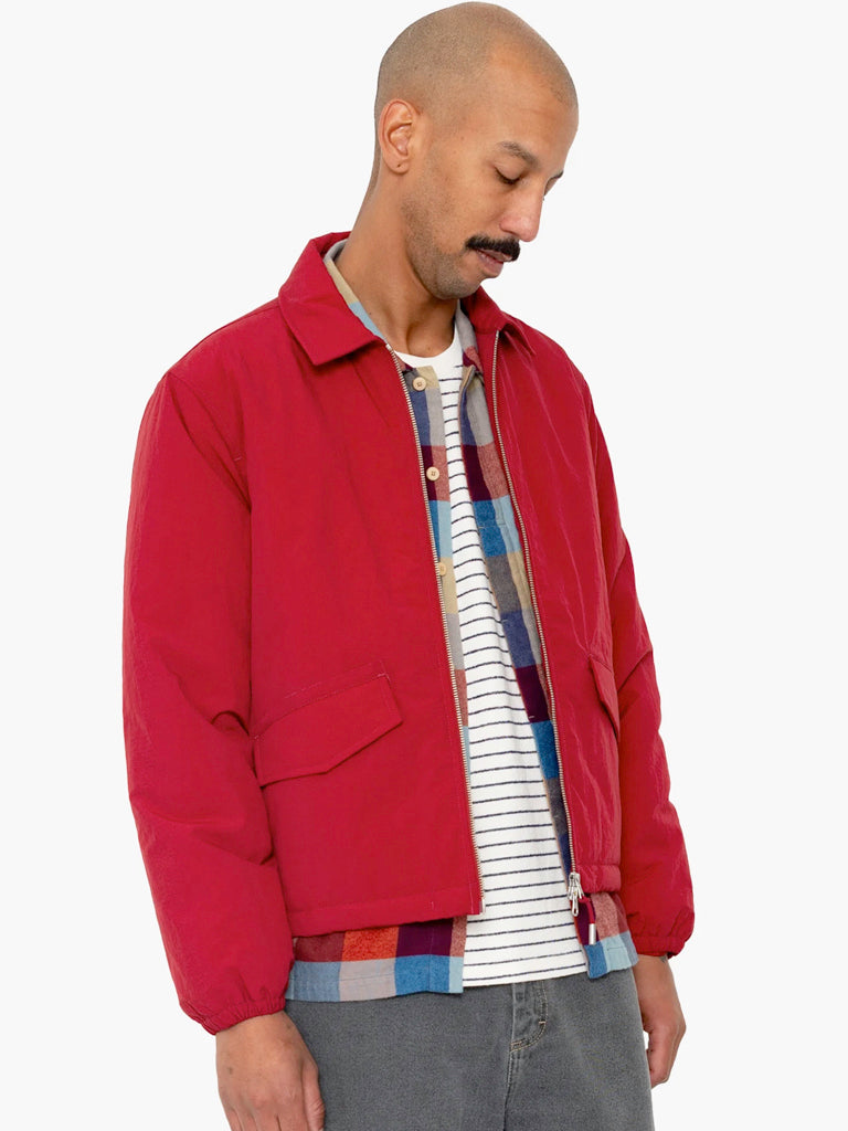 Wadded Bomber- Crimson Ripstop Nylon Folk Jackets