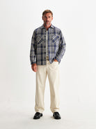 Whiting Overshirt- Blue And Ecru Basket Weave Wax London Shirts