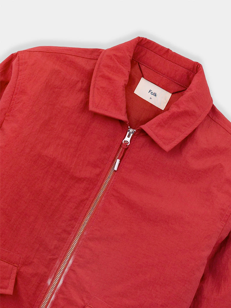 Wadded Bomber- Crimson Ripstop Nylon Folk Jackets