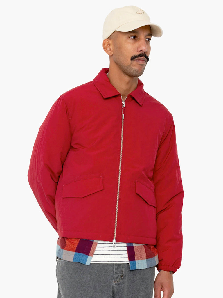 Wadded Bomber- Crimson Ripstop Nylon Folk Jackets