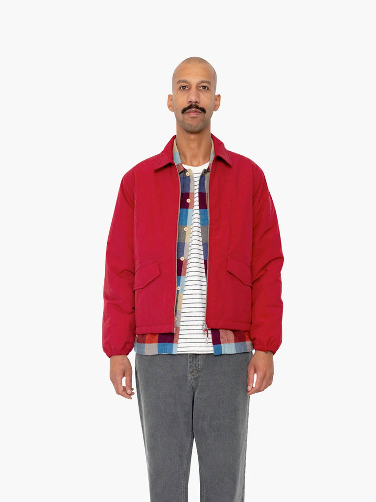 Wadded Bomber- Crimson Ripstop Nylon Folk Jackets