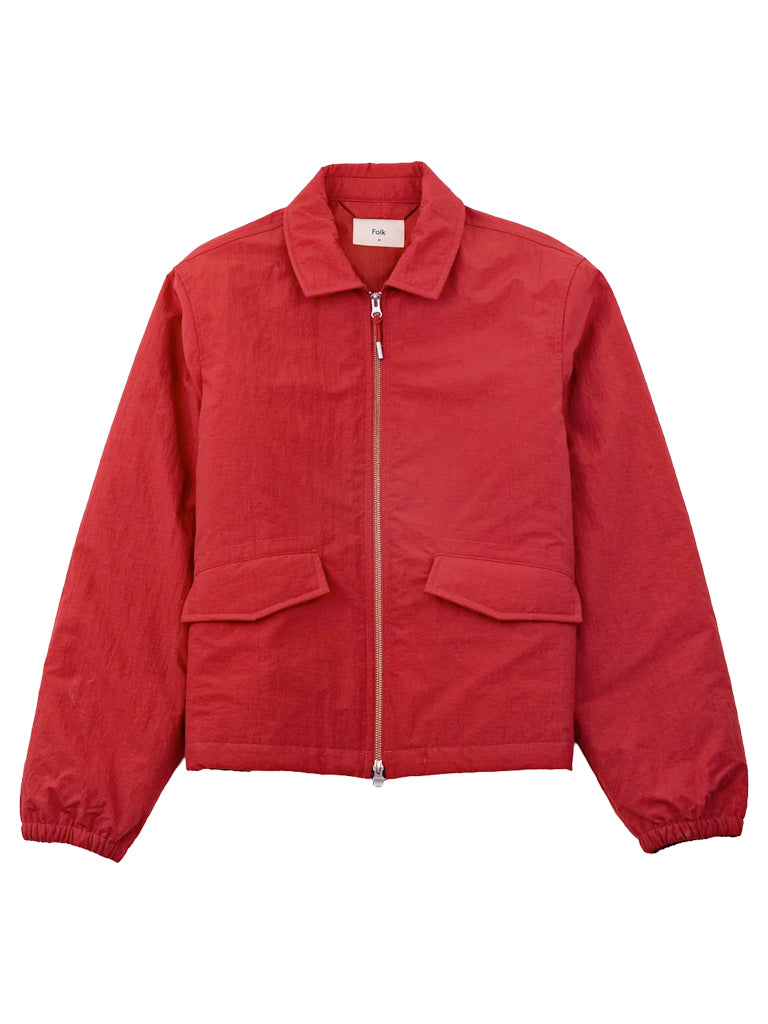 Wadded Bomber- Crimson Ripstop Nylon Folk Jackets