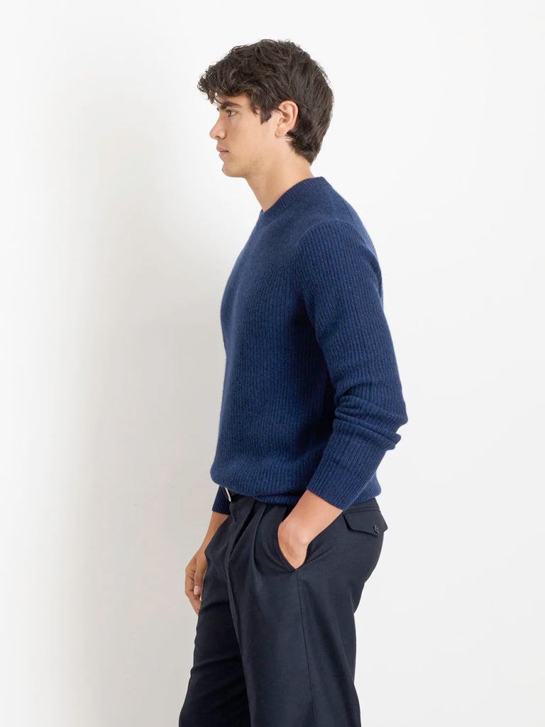 Jordan Sweater- Heather Navy Cashmere Alex Mill Sweaters