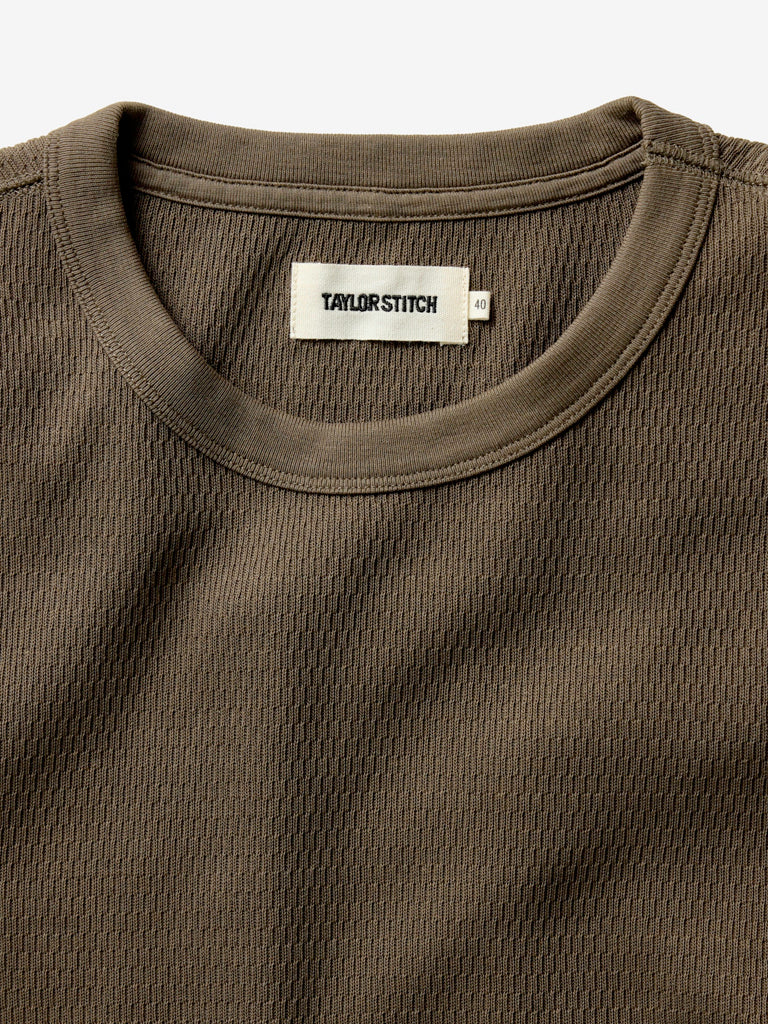 Organic Cotton Waffle Crew- Fatigue Olive Taylor Stitch Sweaters