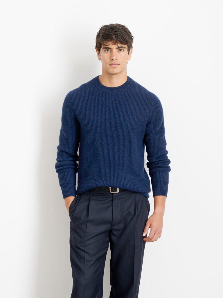 Jordan Sweater- Heather Navy Cashmere Alex Mill Sweaters