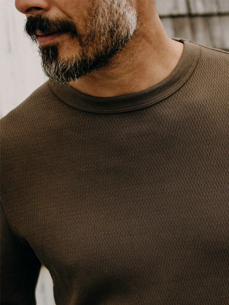 Organic Cotton Waffle Crew- Fatigue Olive Taylor Stitch Sweaters