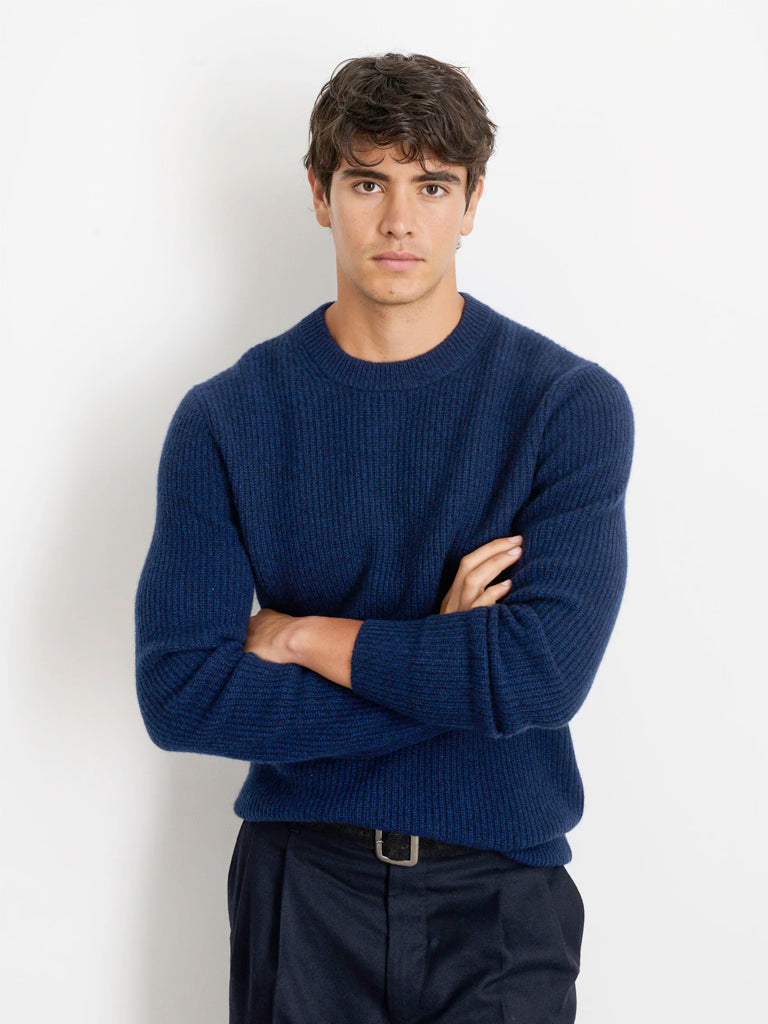Jordan Sweater- Heather Navy Cashmere Alex Mill Sweaters