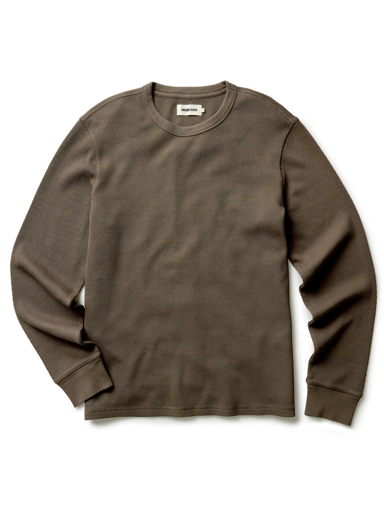 Organic Cotton Waffle Crew- Fatigue Olive Taylor Stitch Sweaters