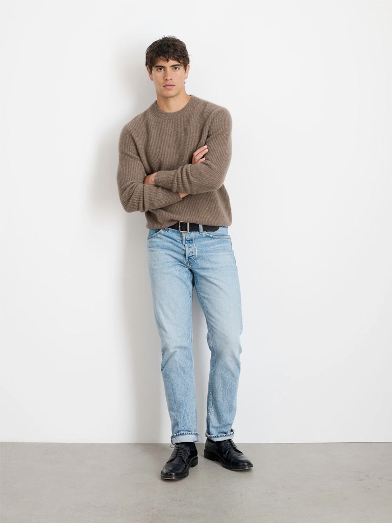 Jordan Sweater- Heather Walnut Cashmere Alex Mill Sweaters