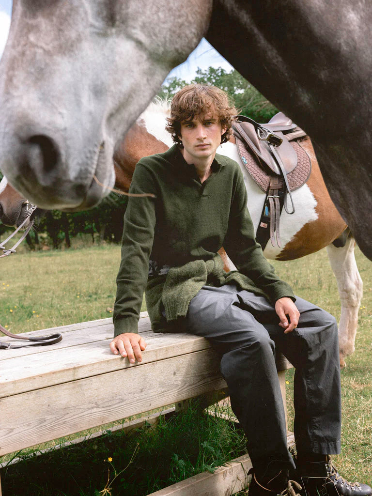 Mull Polo- Dark Olive Kestin Sweaters