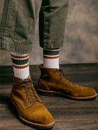 Merino Retro Stripe Socks- Denim/Brown American Trench Socks