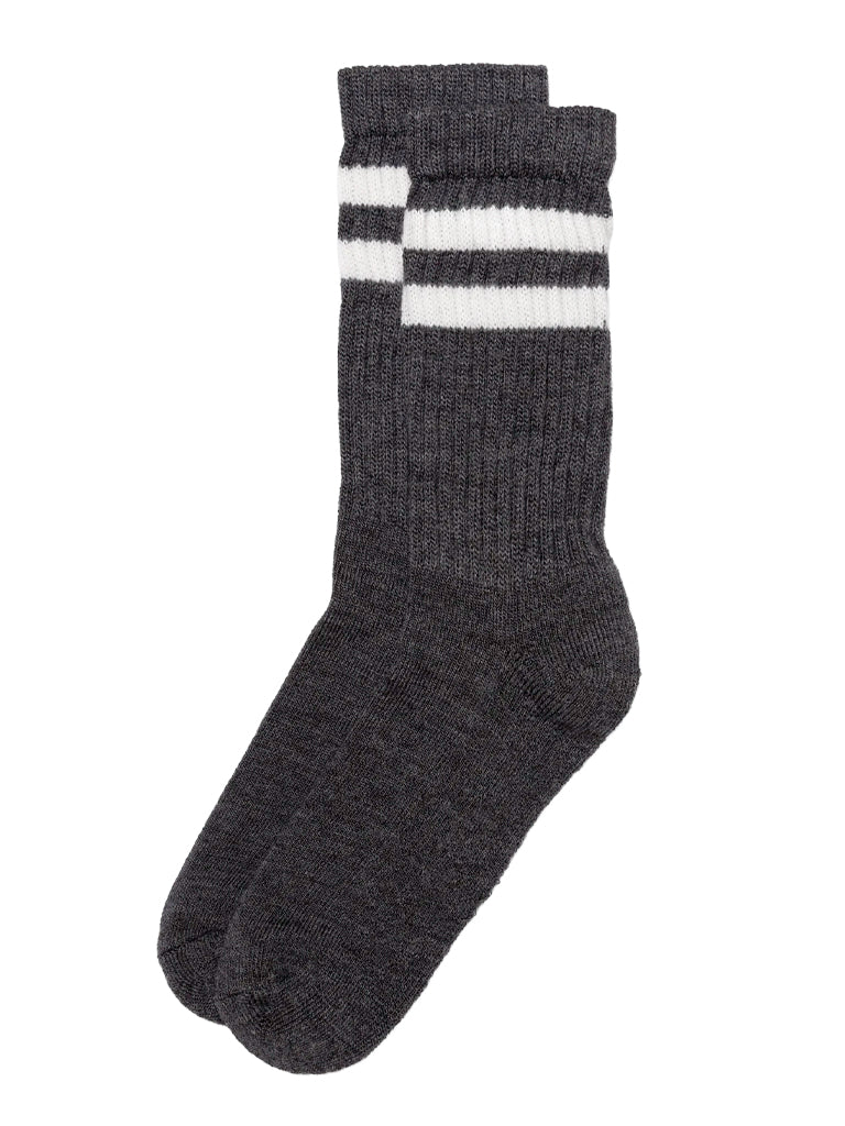 Merino Double Stripe Socks- Charcoal American Trench Socks