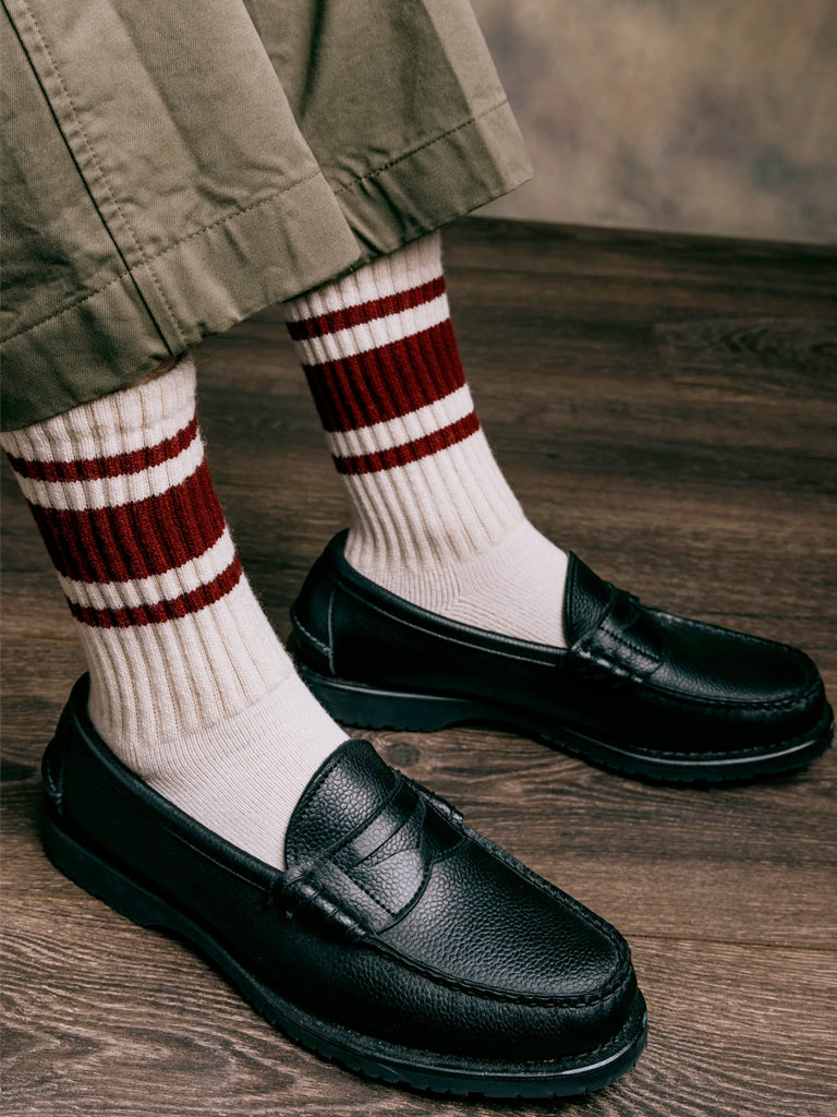 Heathered Mono Stripe Socks- Red American Trench Socks