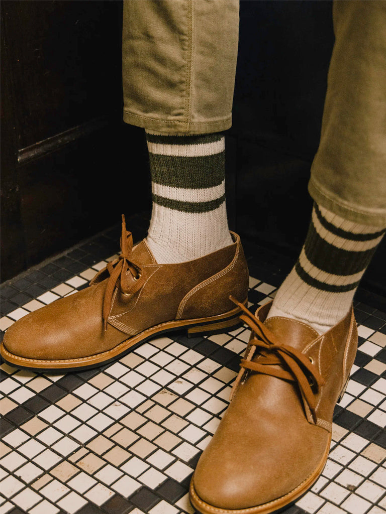 Heathered Mono Stripe Socks- Olive American Trench Socks