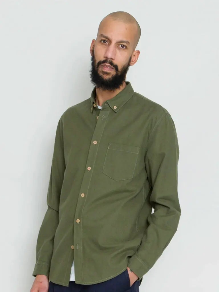 Relaxed Fit Shirt- Dark Sage Flannel Folk