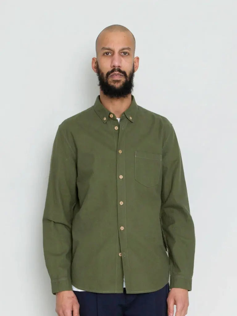 Relaxed Fit Shirt- Dark Sage Flannel Folk