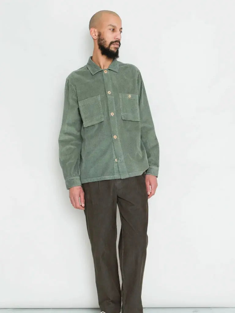 Patch Overshirt- Dark Sage Heavy Cord Folk