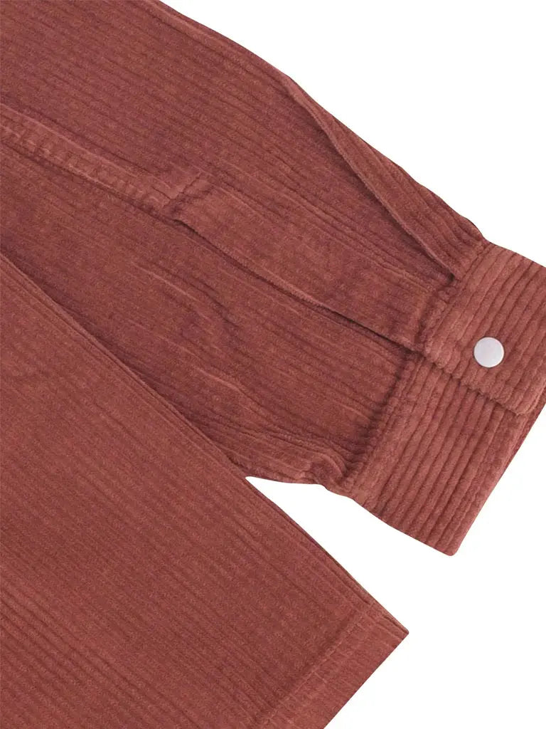 Patch Overshirt- Dark Rust Heavy Cord Folk