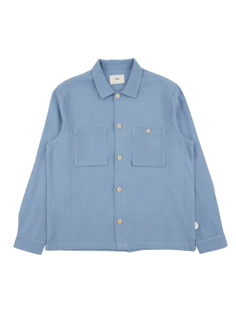 Patch Overshirt- Washed Blue Hemp Canvas - Eames NW