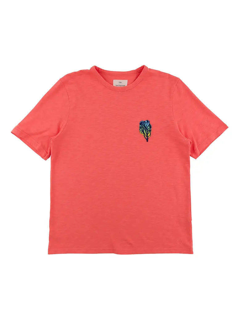 Tom Hammick Slub Embroidered Tee- Pink - Eames NW