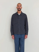 Patch Overshirt- Navy Crinkle Check Folk