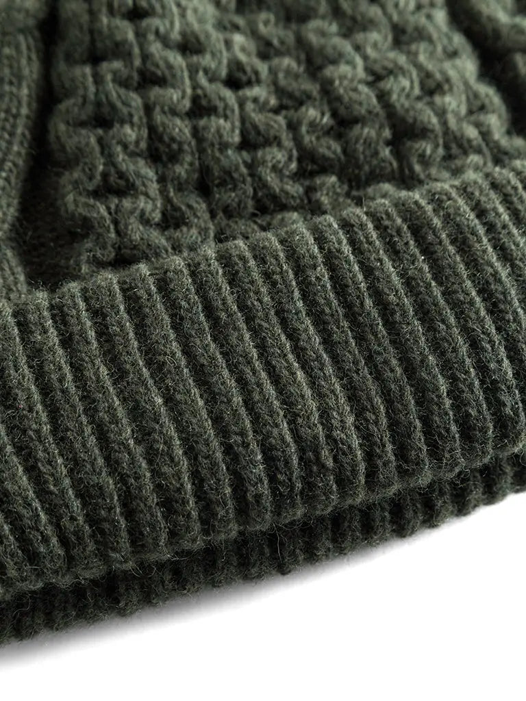 Hybrid Cable Beanie- Dark Moss Forét