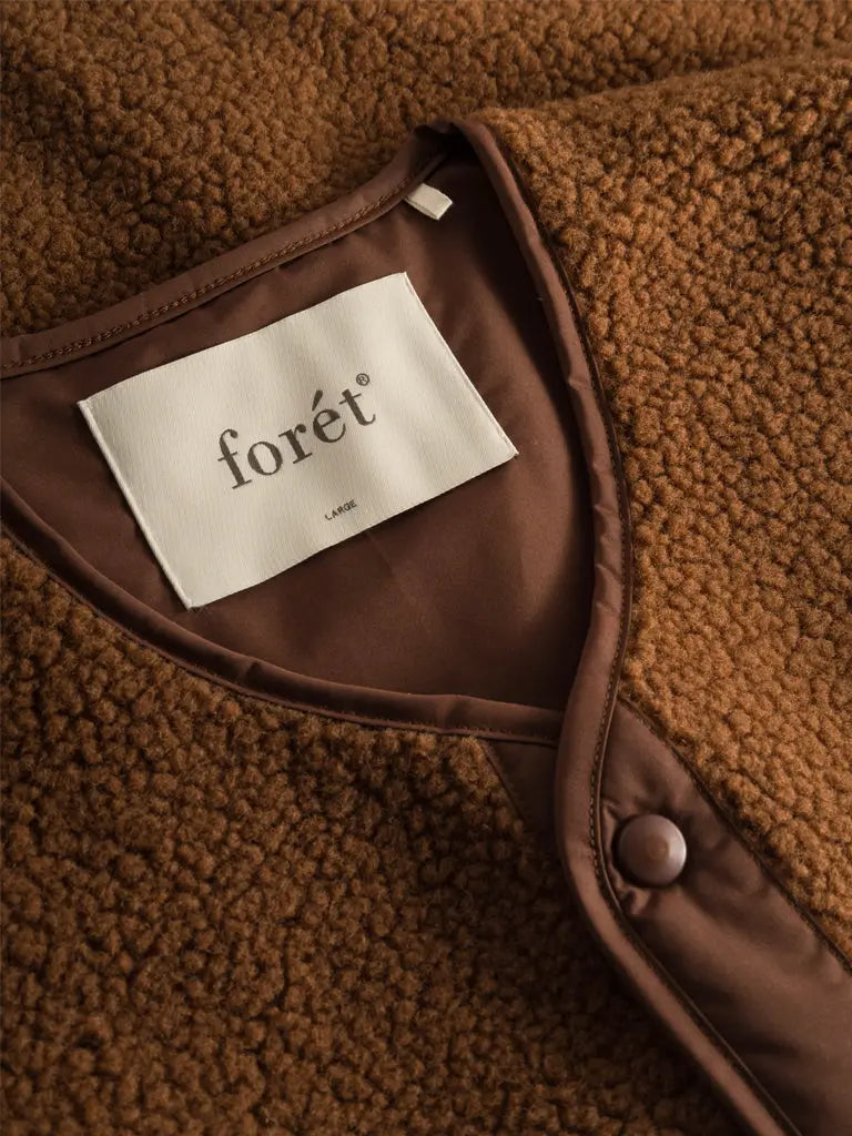 Aura Sherpa Fleece Vest- Brown - Eames NW