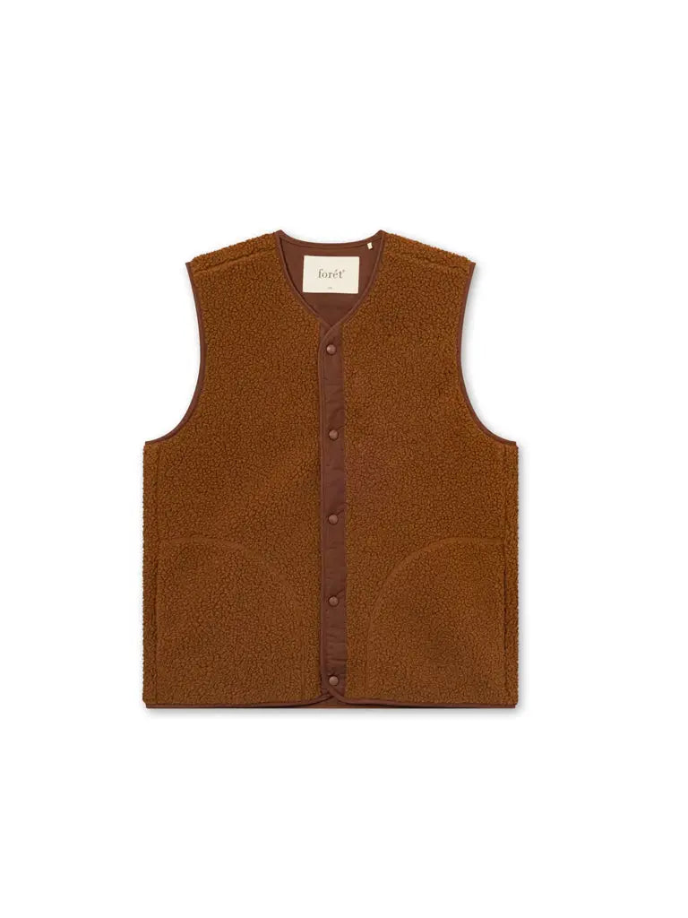 Aura Sherpa Fleece Vest- Brown - Eames NW