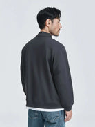 Relaxed Polo Sweatshirt- Carbon Black håndværk