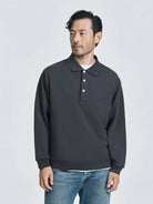 Relaxed Polo Sweatshirt- Carbon Black håndværk