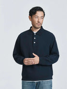 Relaxed Polo Sweatshirt- Dark Navy håndværk