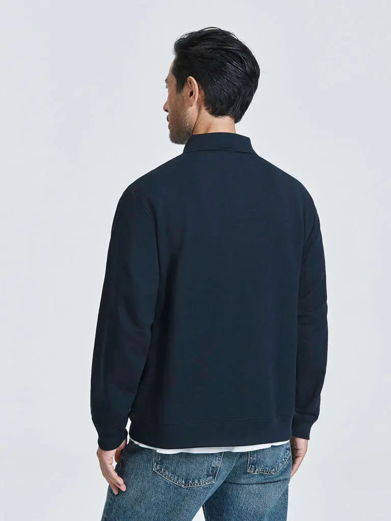 Relaxed Polo Sweatshirt- Dark Navy håndværk