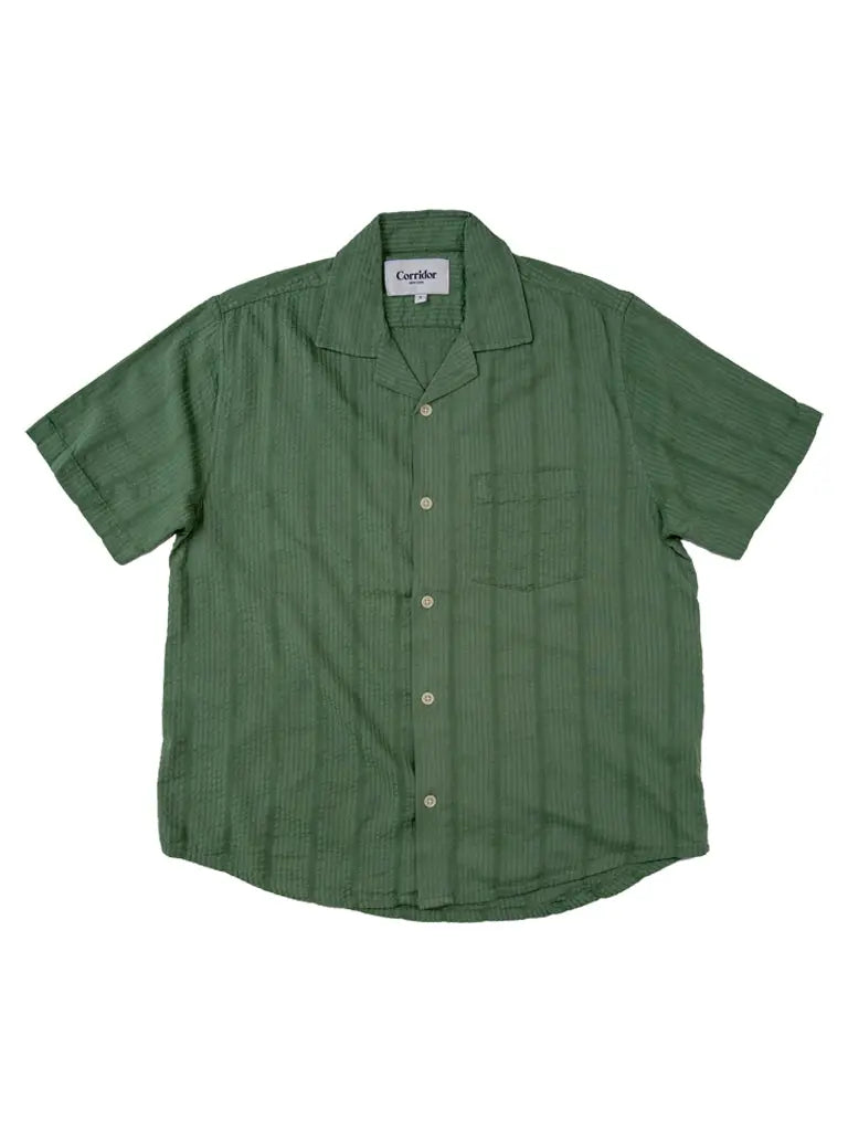 Striped Seersucker Shirt- Green Corridor