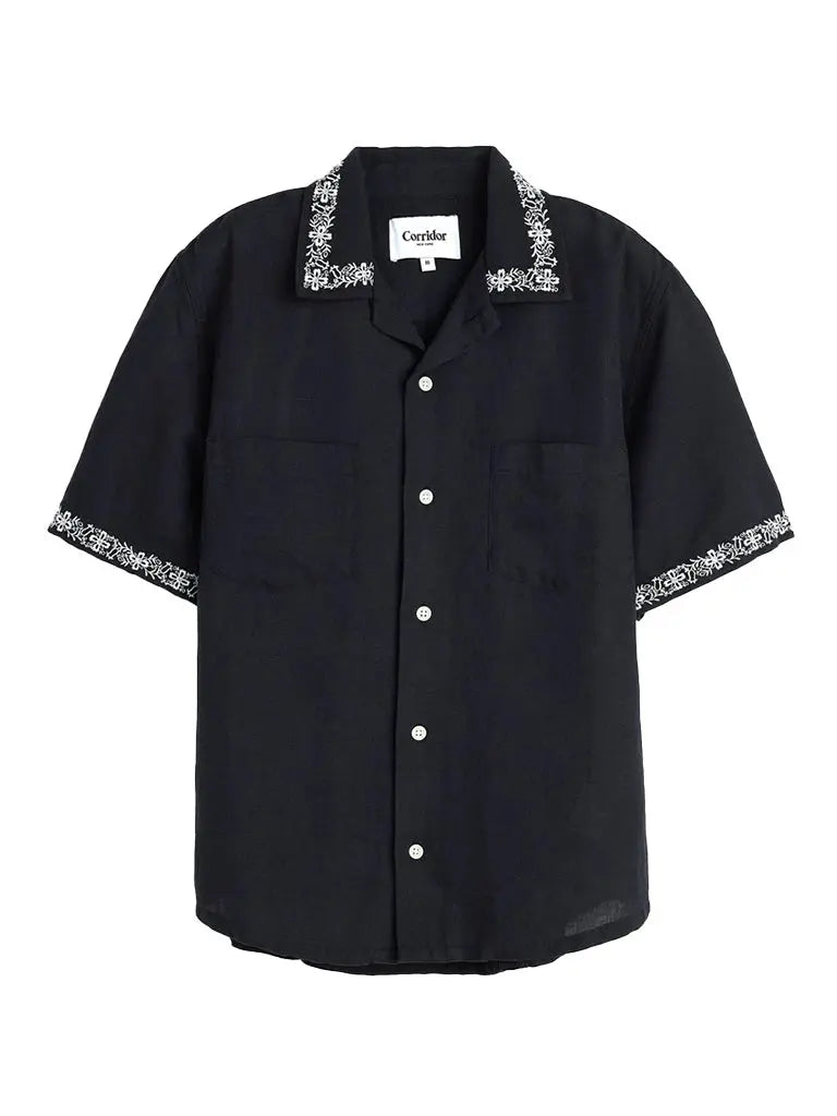 Harmony Embroidered Shirt- Black Corridor Shirts