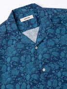 Crammond Shirt- Blue Marble Textured Cotton Kestin