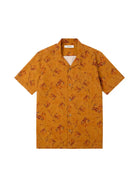 Crammond Shirt- Orange Floral Textured Cotton Kestin