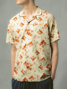 Crammond Shirt- Ecru Floral Textured Cotton Kestin