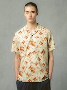 Crammond Shirt- Ecru Floral Textured Cotton Kestin