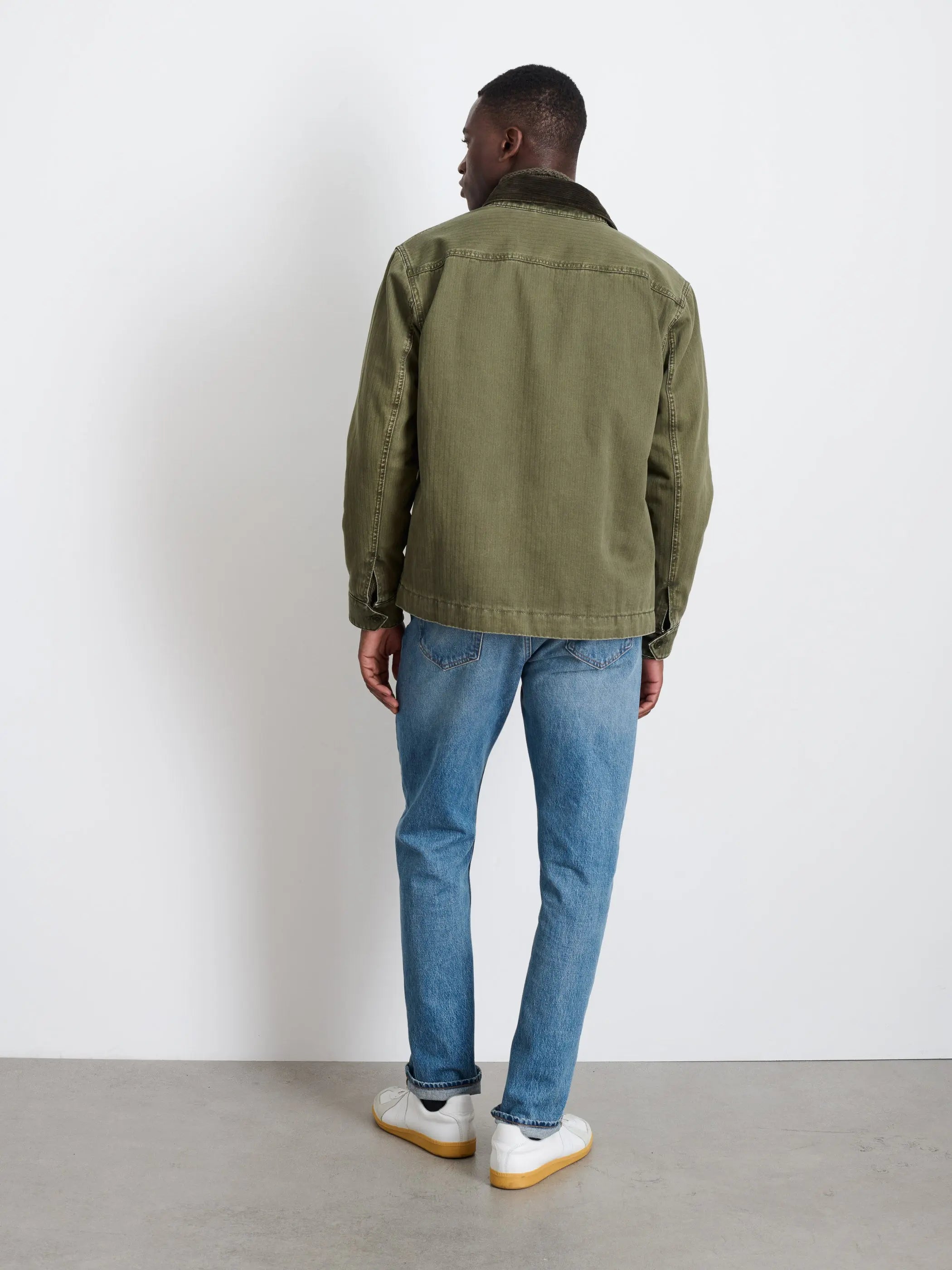 Work Jacket in Cotton Herringbone- Field Olive Alex Mill