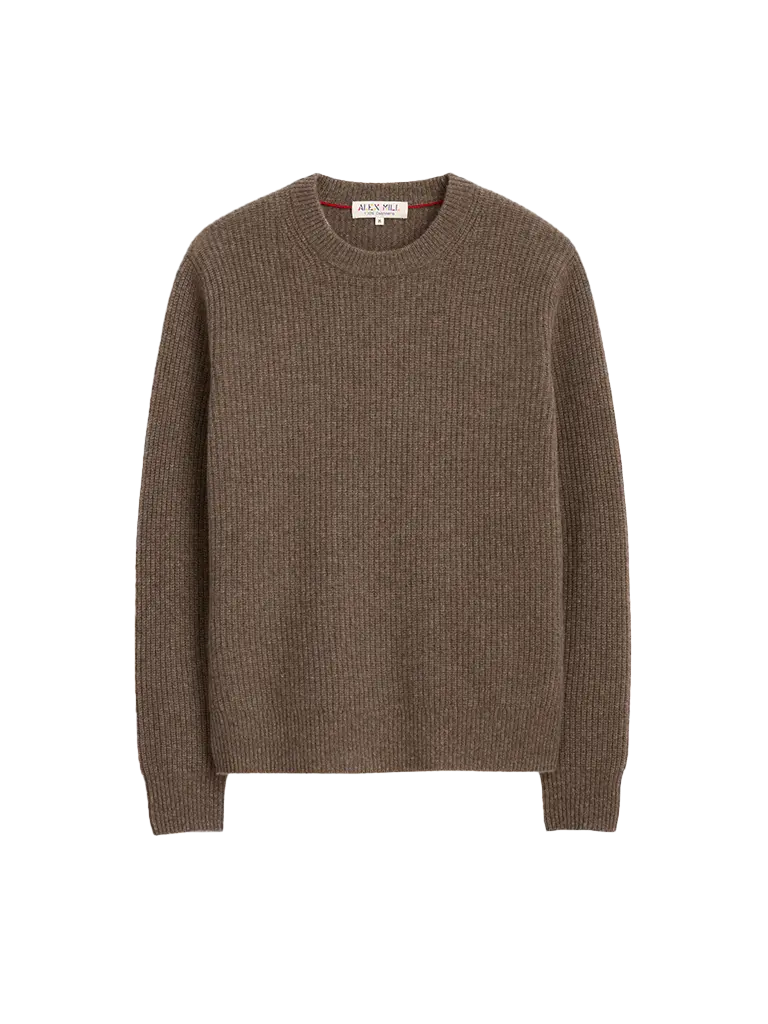 Jordan Sweater in Washed Cashmere- Heather Walnut Alex Mill