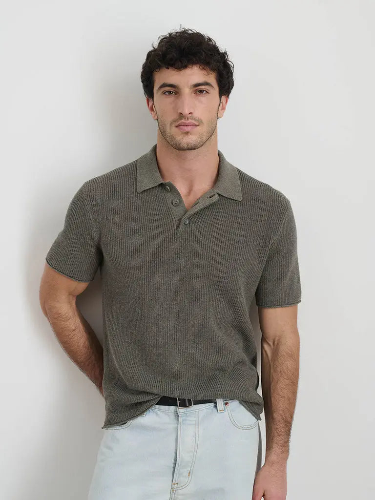 Eastwood Polo- Heather Olive Alex Mill
