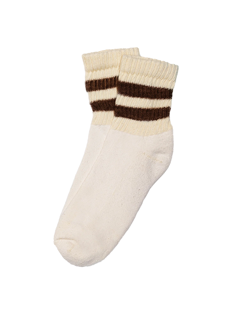 Mono Stripe Quarter Crew- Brown American Trench Socks