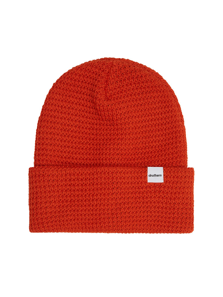Organic Cotton Waffle Knit Beanie- Dark Orange Druthers Hats