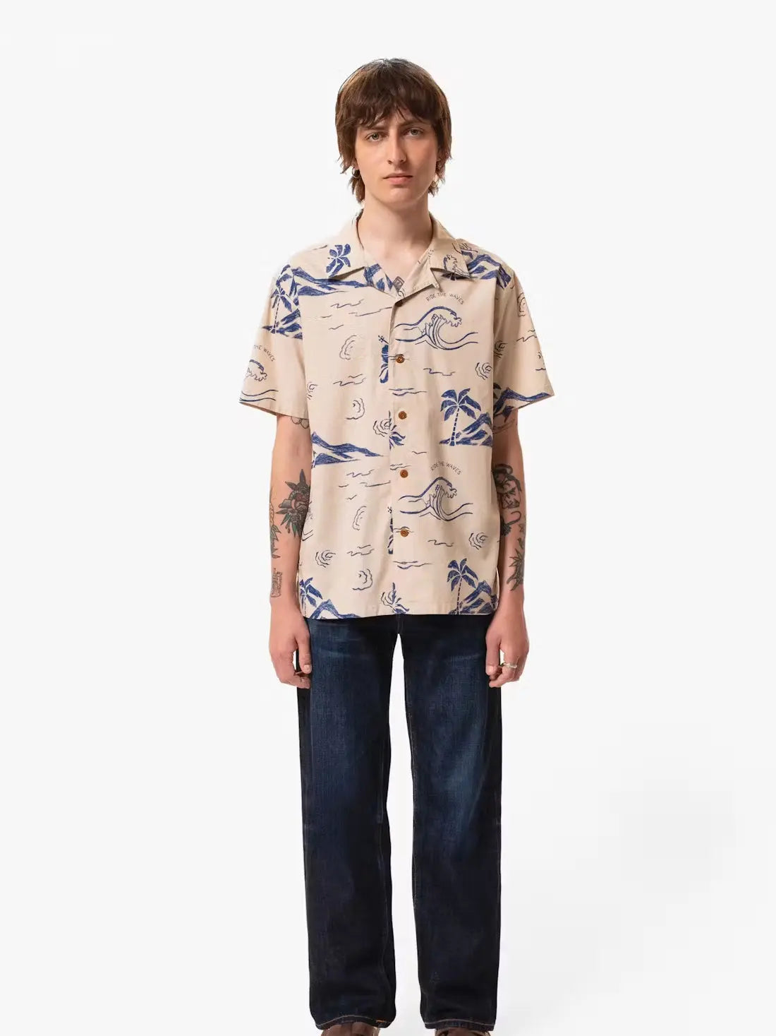 Arvid Waves Hawaii Shirt-  Ecru