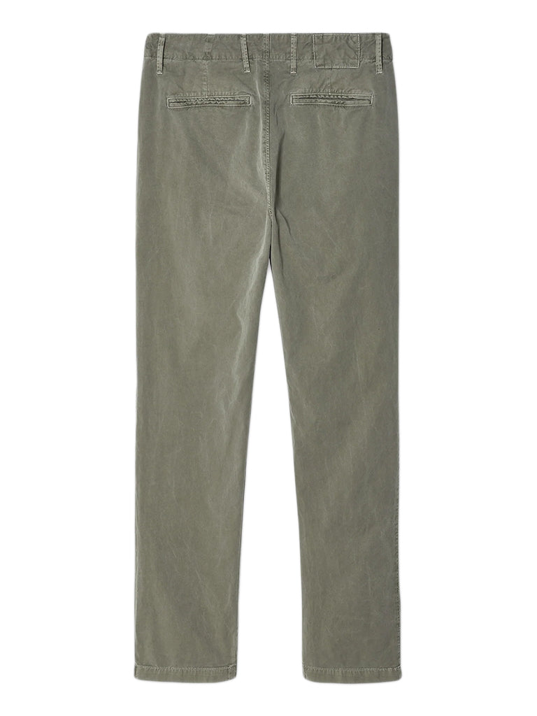 Distressed Button Fly Chino- Olive